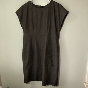 Peserico made in Italy 46 (us 12) womens brown wool sheath dress zipper pockets
